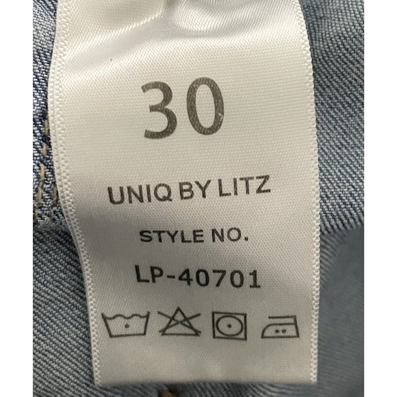 UNIQ BY LITZ High Rise Super Flare Bell Bottom High Waist  Raw Hem Jeans  30 - Picture 4 of 4